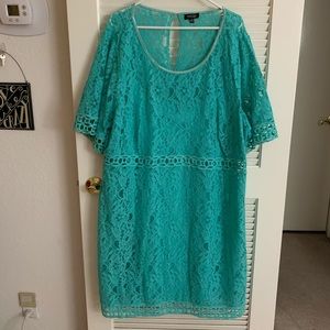 Lovely Aqua Dress with Lace Detailing